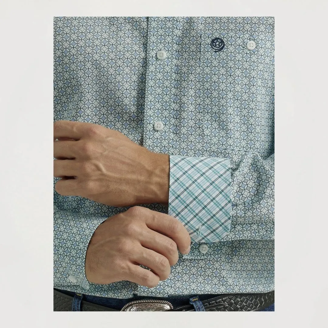 Wrangler Men’s George Strait One Pocket Long Sleeve Blue - Image 5