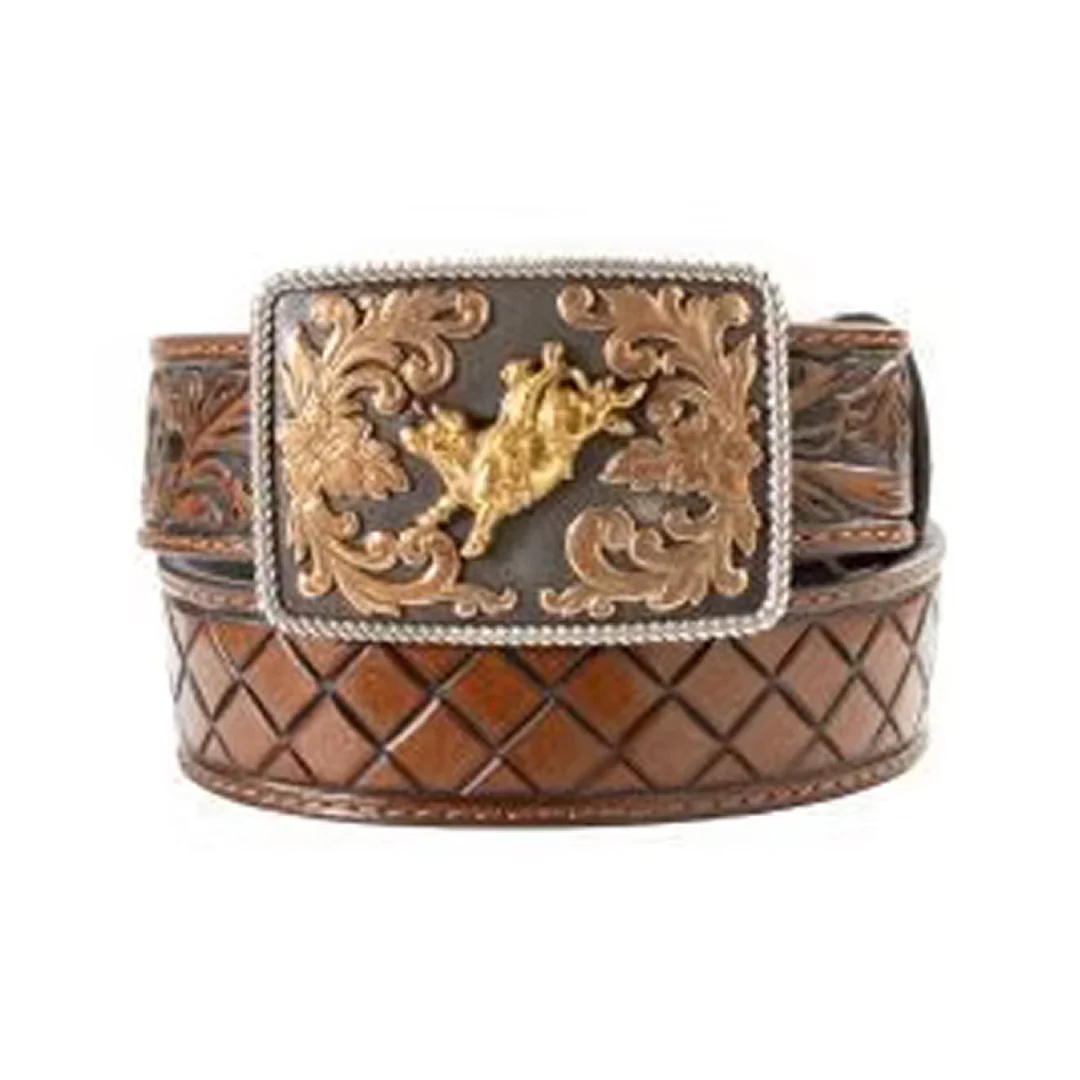 3D Boys 1 1/4" Floral Tabs Bull Rider Belt