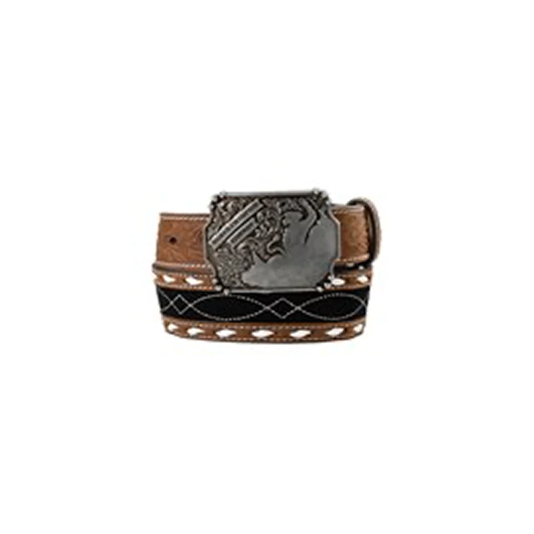 3D Boy's Roughout Inlay Bull Rider "World Champion Cowboy" Belt