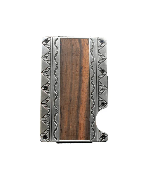 3D Mens Smart Wallet Scroll Engraved Silver - Image 2