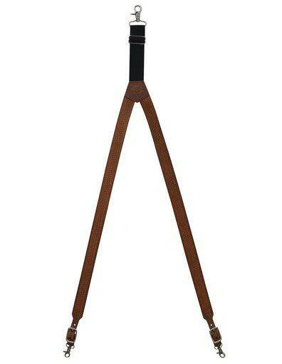 3D Western Suspenders Mens Galluse Basketweave Leather