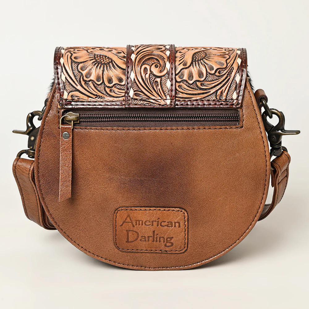 American Darling Women's Hand Tooled Cow Hide Leather Crossbody Bag - Image 3