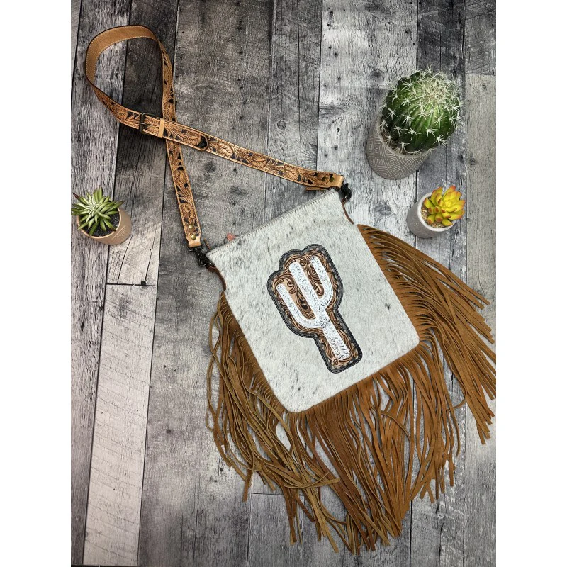 American Darling Women's Silver Cactus Western Crossbody Bag