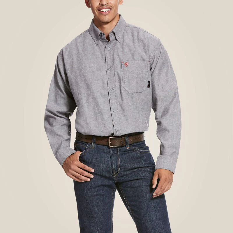 Ariat Men’s Flame Resistant Solid Twill DuraStretch Work Shirt Grey
