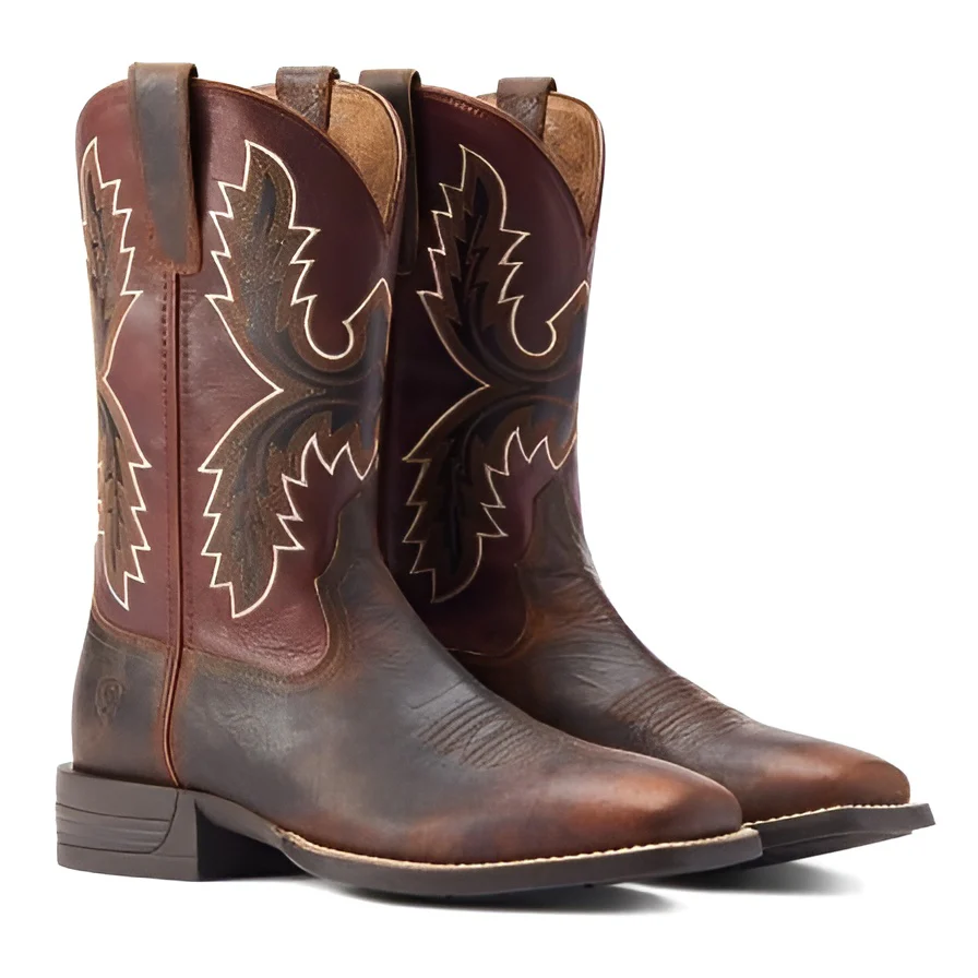 Ariat Men’s Cowboy Boots 11" Pay Window Cowhide Horseman Heel Wide Square Toe -CLEARANCE