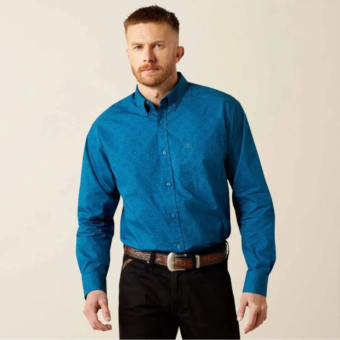 Ariat Mens Blue Terrell Classic Fit Shirt Dark Teal