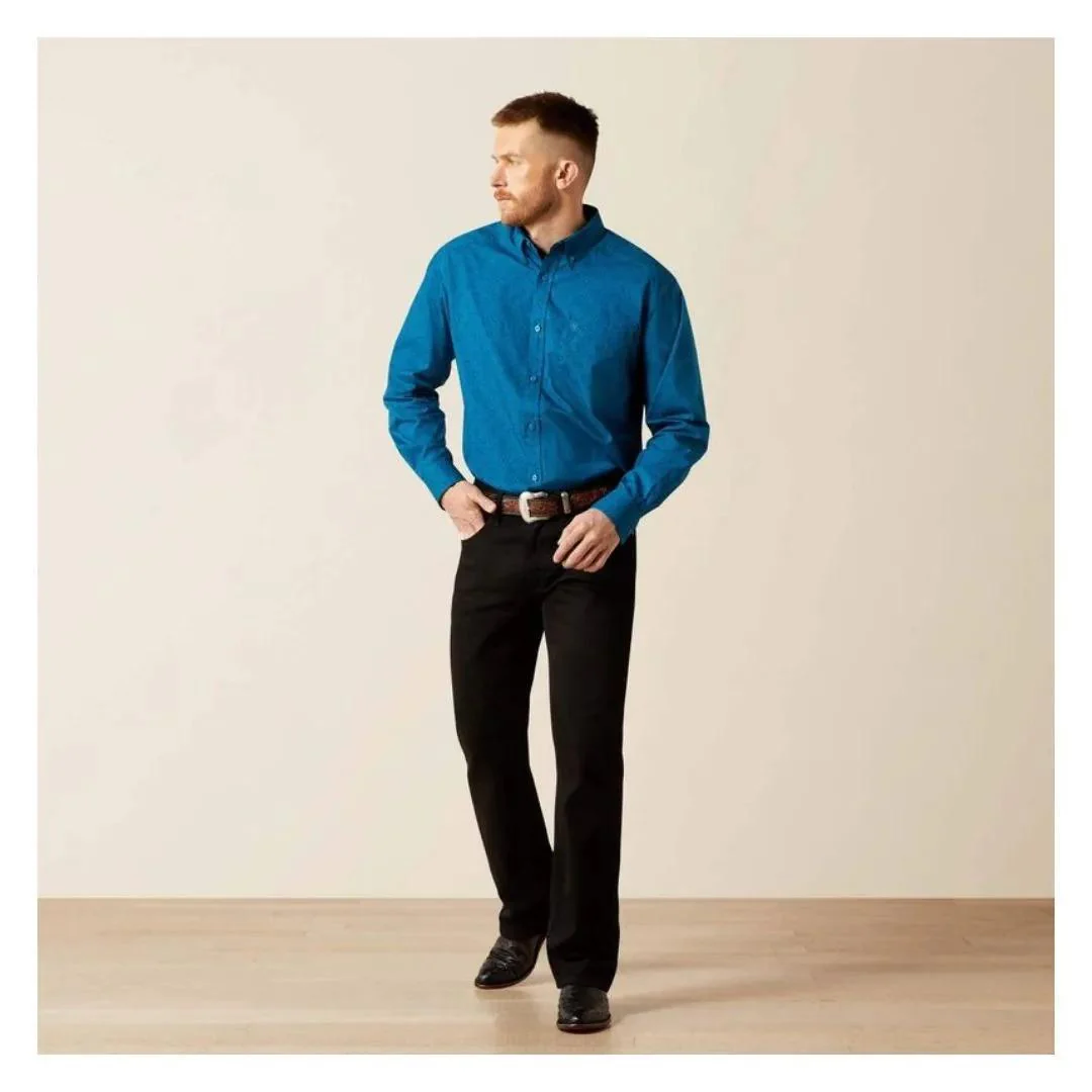 Ariat Mens Blue Terrell Classic Fit Shirt Dark Teal - Image 2