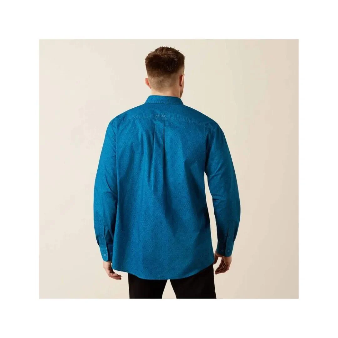 Ariat Mens Blue Terrell Classic Fit Shirt Dark Teal - Image 3