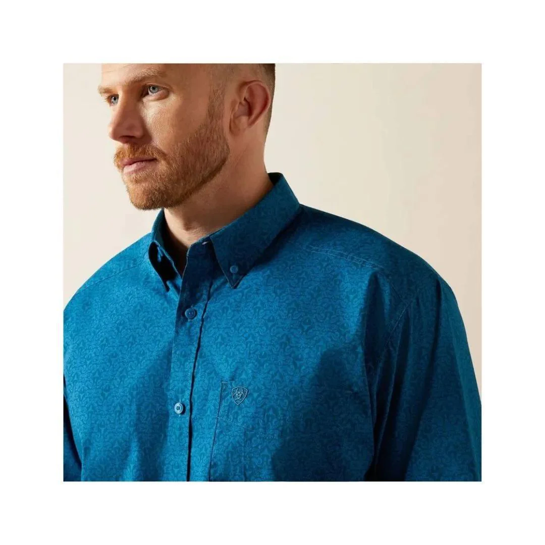 Ariat Mens Blue Terrell Classic Fit Shirt Dark Teal - Image 4