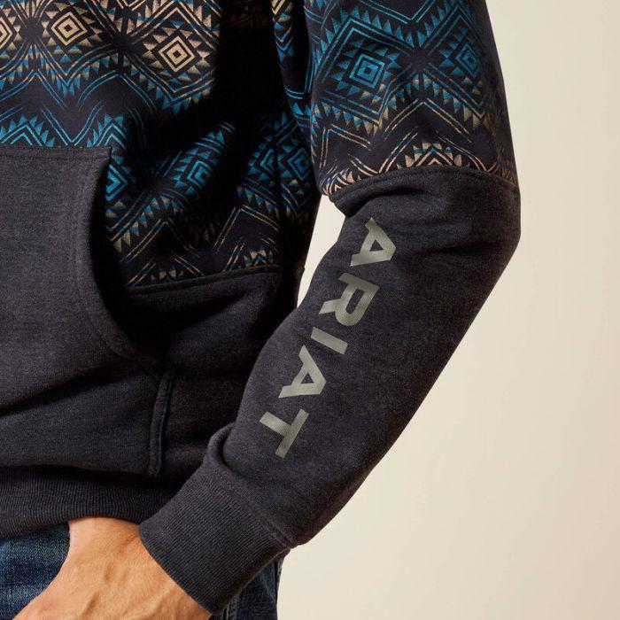 Ariat Men's Colour Block Hoodie Navy - Image 2