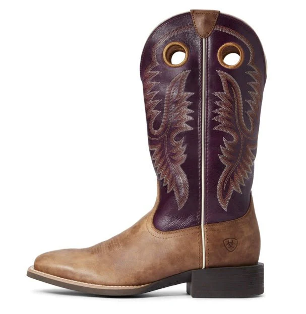 Ariat Men's Cowboy Boots Sport Teamster Brown/Purple Clearance - Image 2