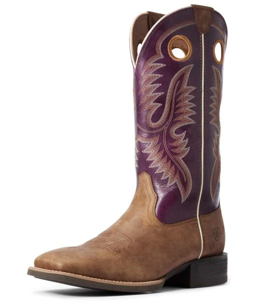 Ariat Men's Cowboy Boots Sport Teamster Brown/Purple Clearance - Image 37