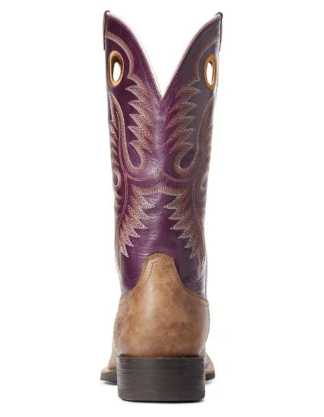 Ariat Men's Cowboy Boots Sport Teamster Brown/Purple Clearance - Image 5