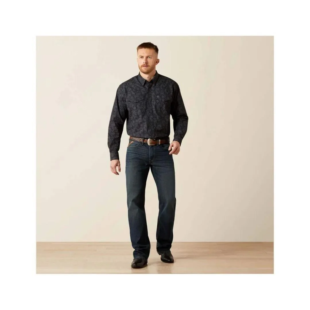 Ariat Men's Finnigan Long Sleeve Classic Fit Snap Shirt - Black Paisley - Image 2