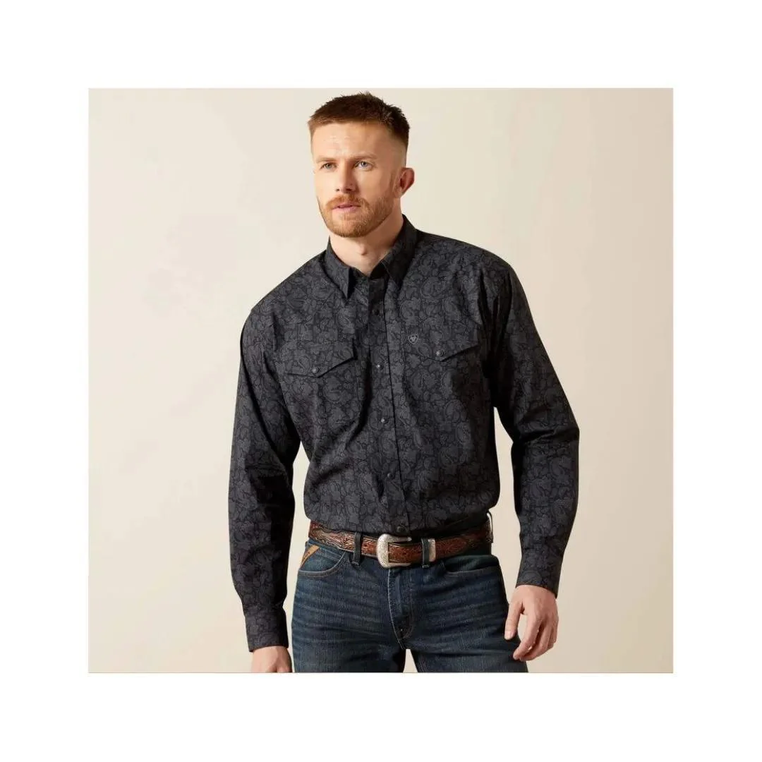 Ariat Men's Finnigan Long Sleeve Classic Fit Snap Shirt - Black Paisley - Image 9