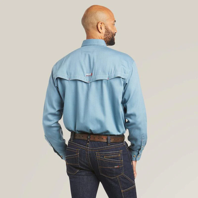 Ariat Men's Flame Resistant Vented Work Shirt In Steel Blue - Image 2