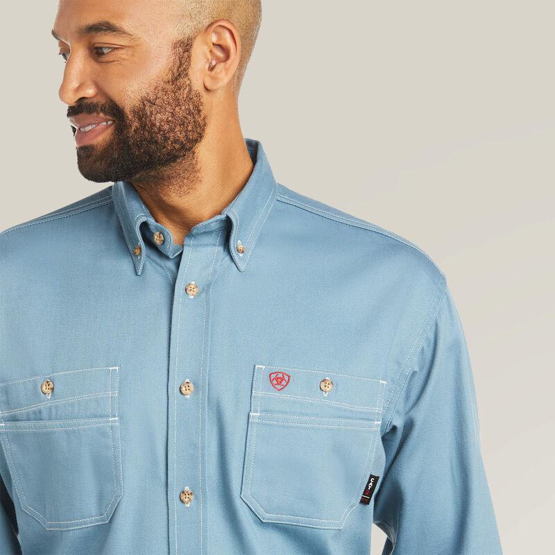 Ariat Men's Flame Resistant Vented Work Shirt In Steel Blue - Image 3