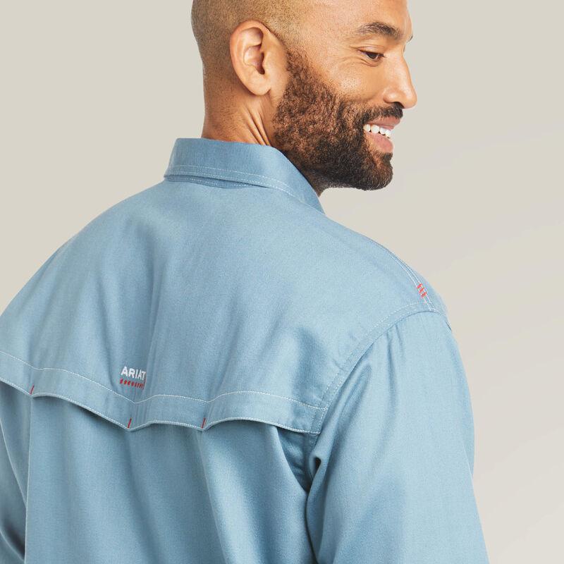 Ariat Men's Flame Resistant Vented Work Shirt In Steel Blue - Image 4