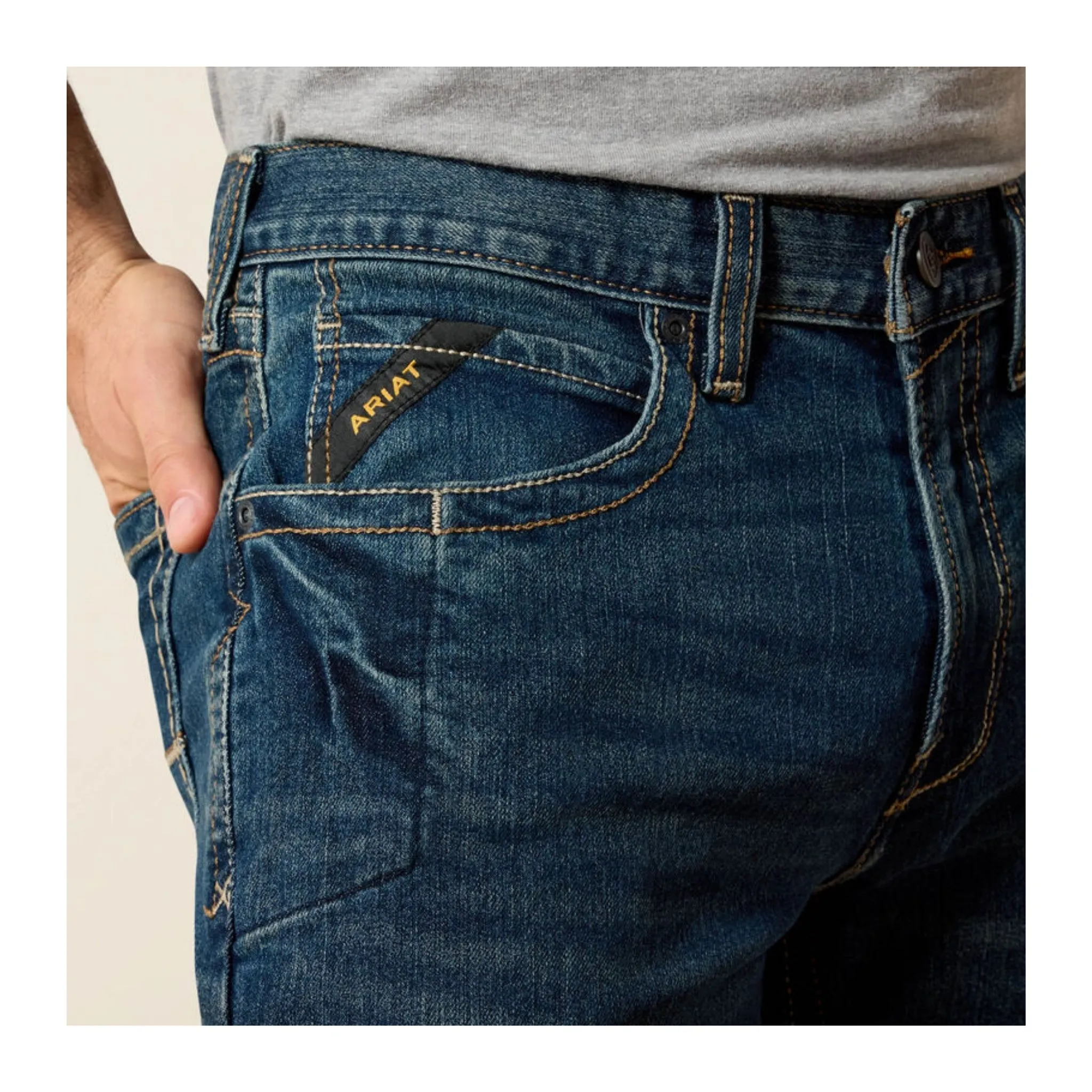 Ariat Men's Rebar M4 Relaxed DuraStretch Edge Boot Cut Jean - Image 3