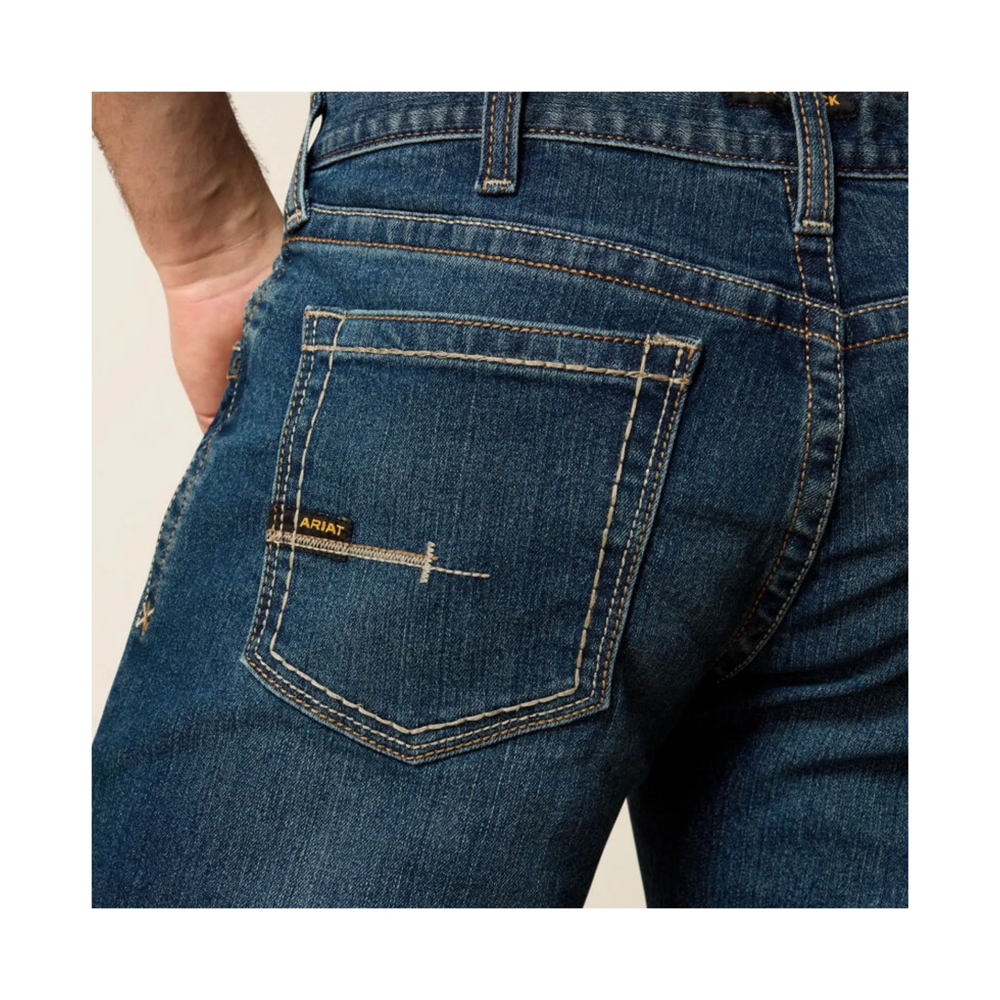 Ariat Men's Rebar M4 Relaxed DuraStretch Edge Boot Cut Jean - Image 4