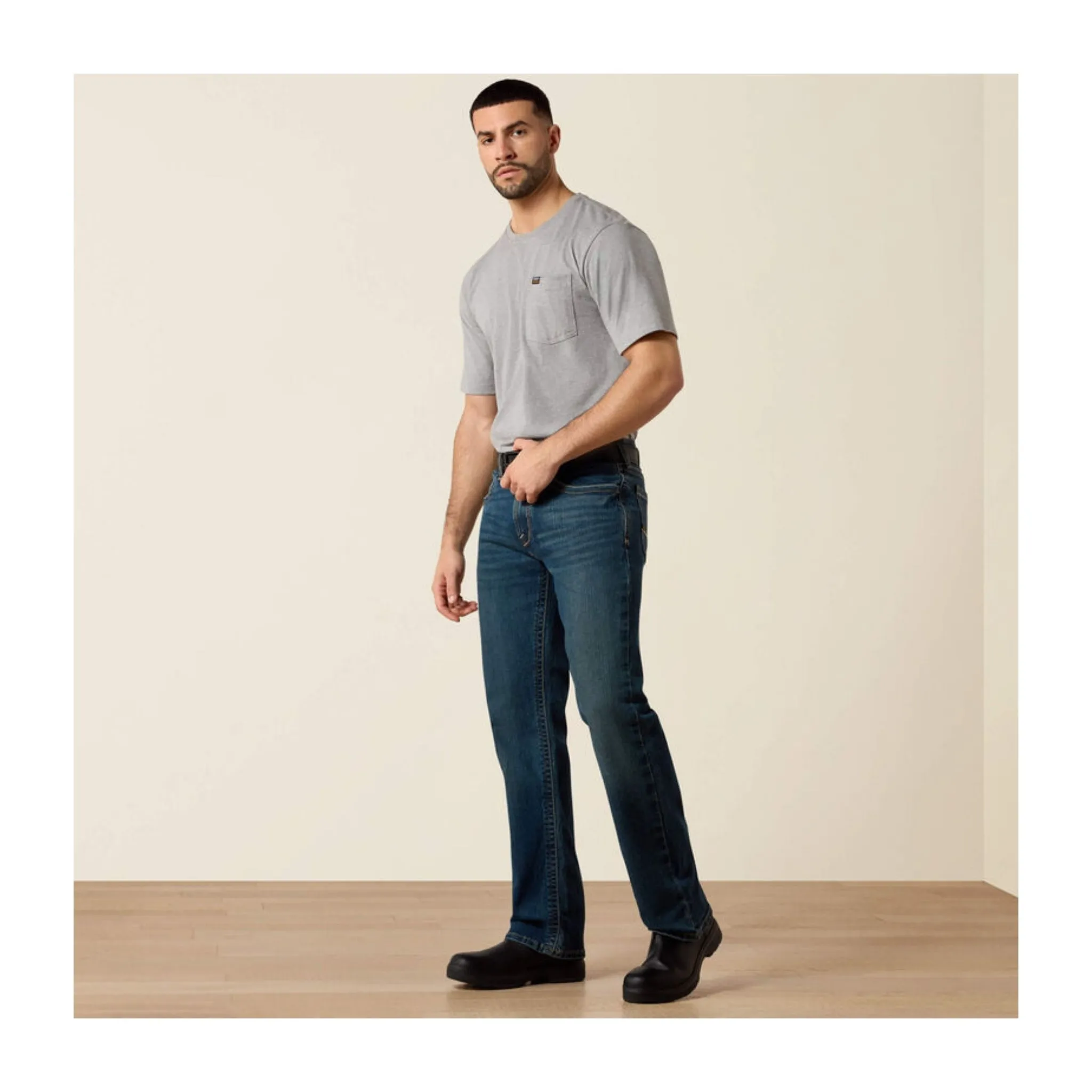 Ariat Men's Rebar M4 Relaxed DuraStretch Edge Boot Cut Jean - Image 5