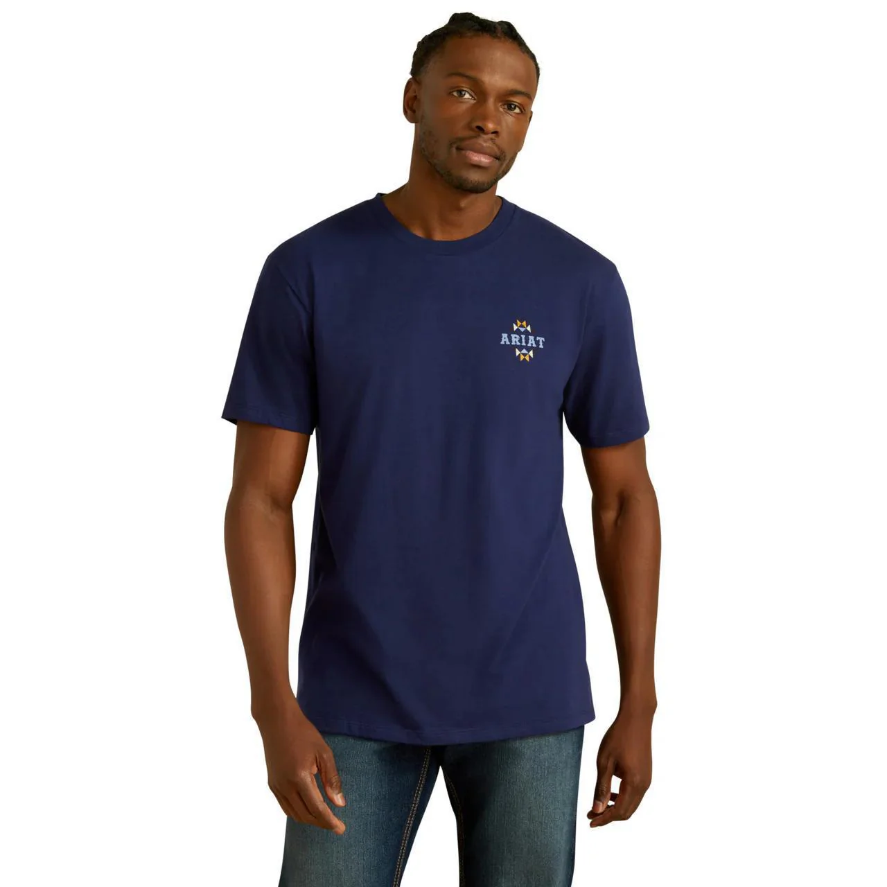 Ariat Men's Woven West Graphic Medieval Blue T-Shirt