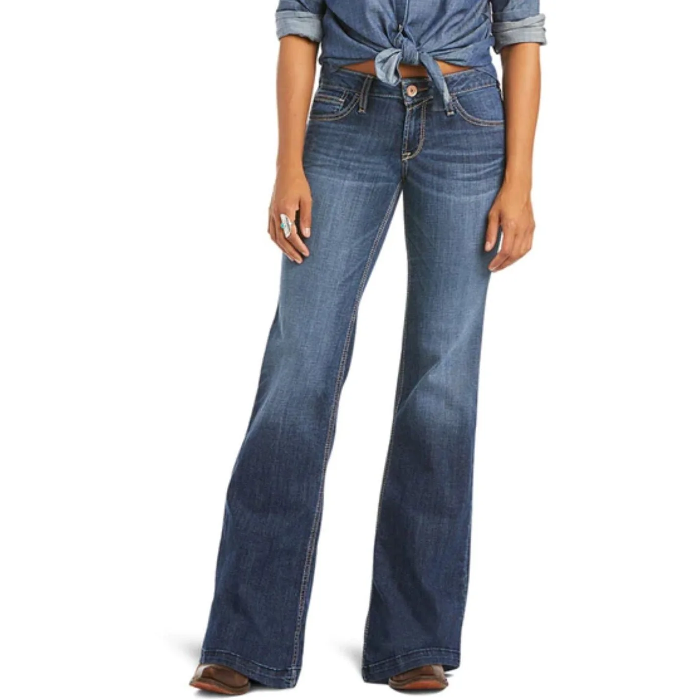 Ariat Women’s Evie Mid Rise Wide Leg Trouser Jean - Clearance - Image 2