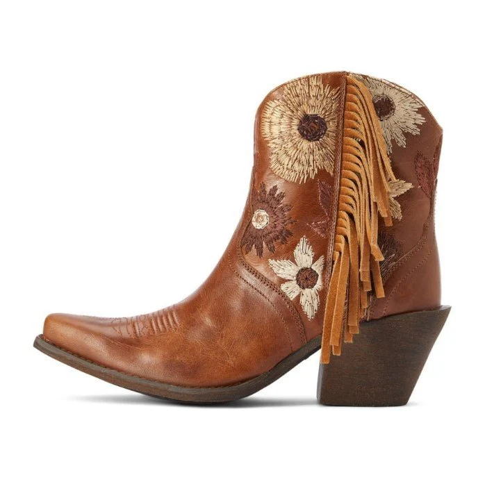 Ariat Women’s Cowgirl Boots 9.25" Florence Tangled Tan Bootie - Image 4