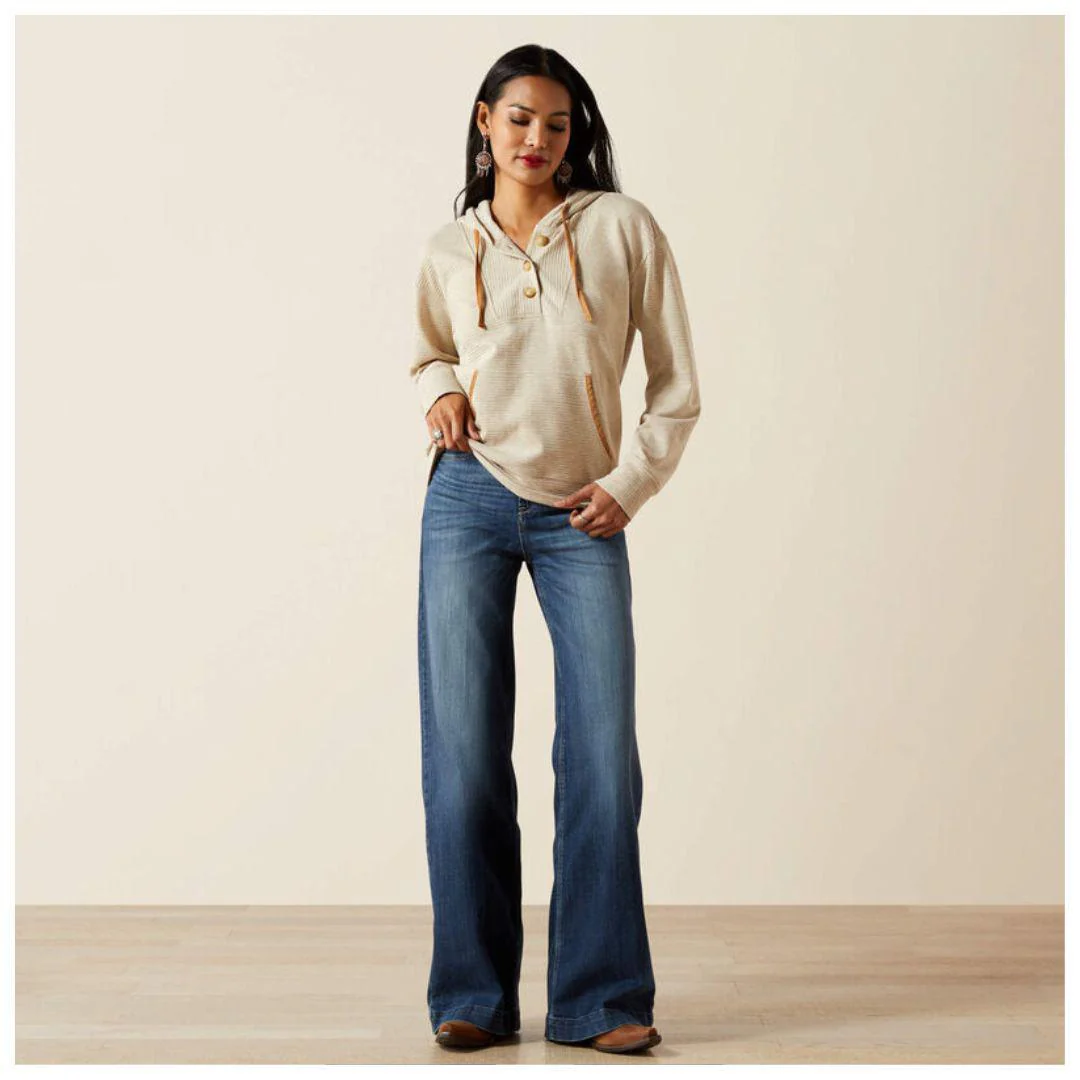 Ariat Women's Ottoman Hoodie - OATMEAL HEATHER - Image 3