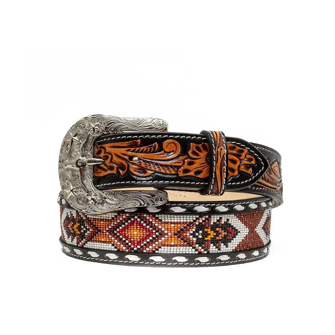 ASF Leathers Men's Beaded Tooled Leather Belt - Image 3