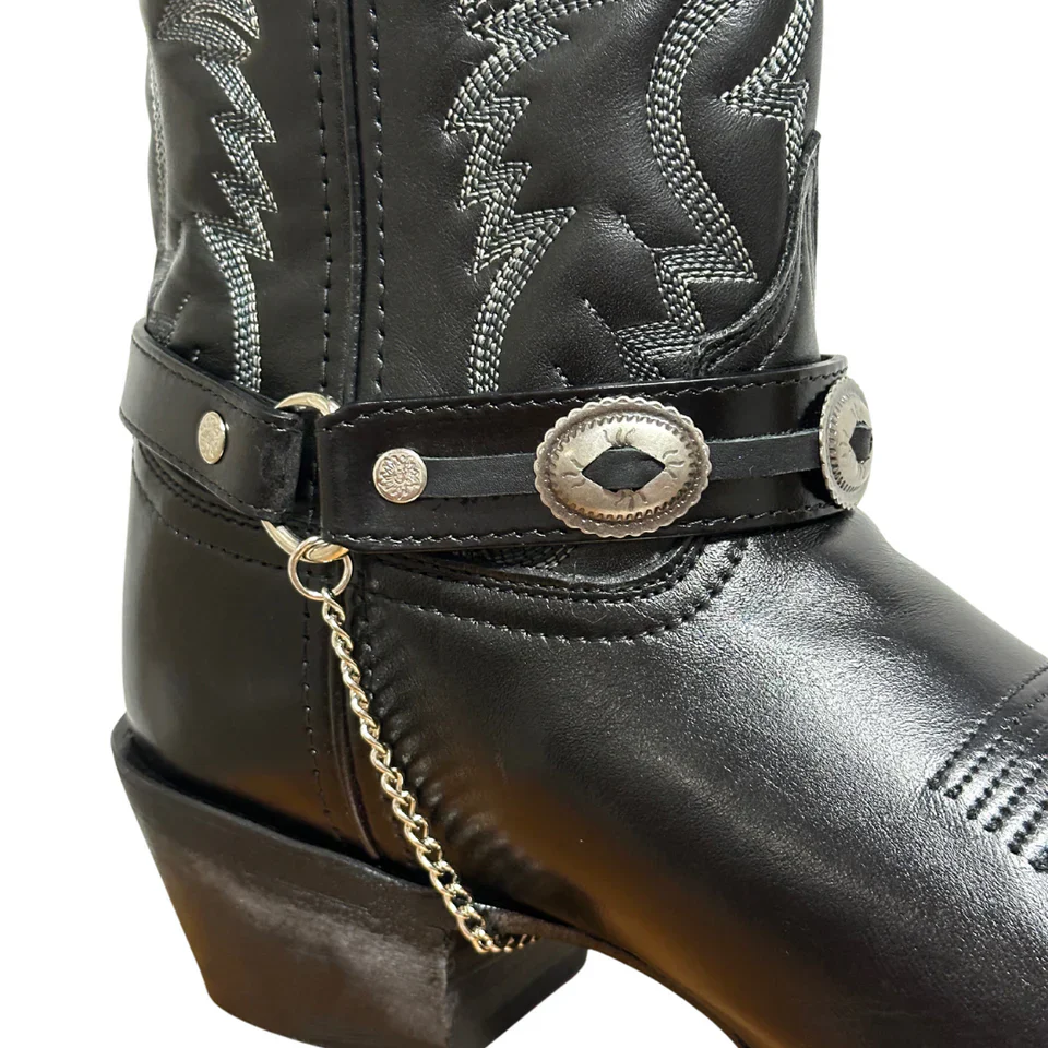 Austin Accent Leather Boot Bracelet with Oval Conchos