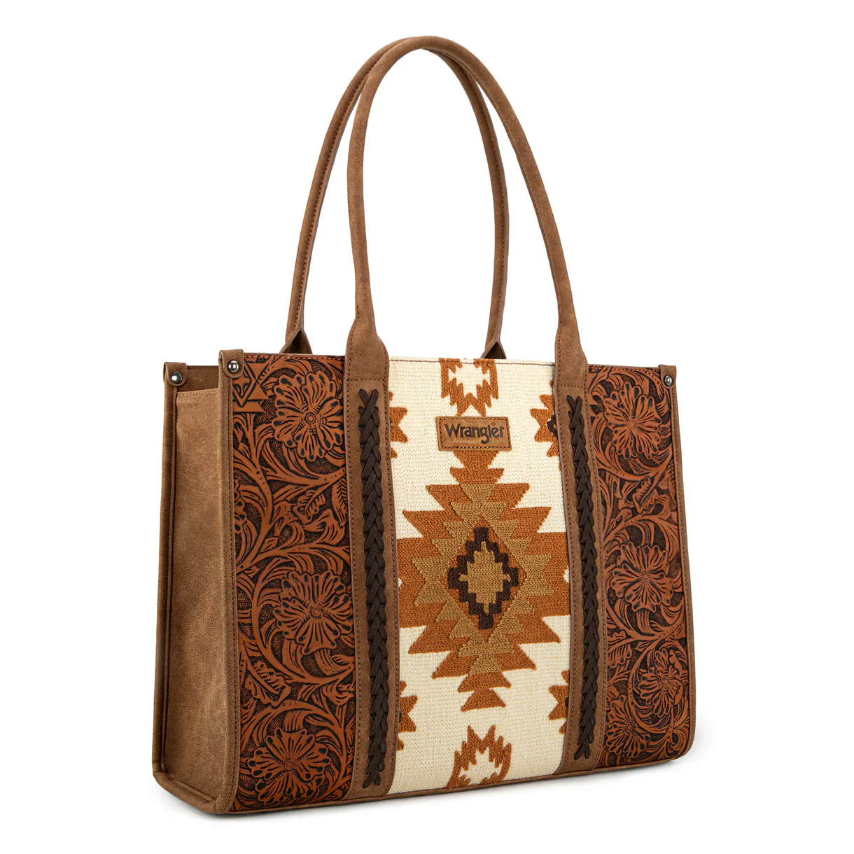 Aztec Pattern Print Concealed Carry Large Tote - Brown
