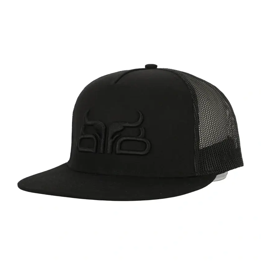 Baredown Brand Unisex Cap Trucker Snapback High Profile Flat Bill Black/Black