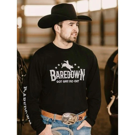 Baredown Brand Unisex Shirt Long Sleeve Bull Rider Graphic - Image 3