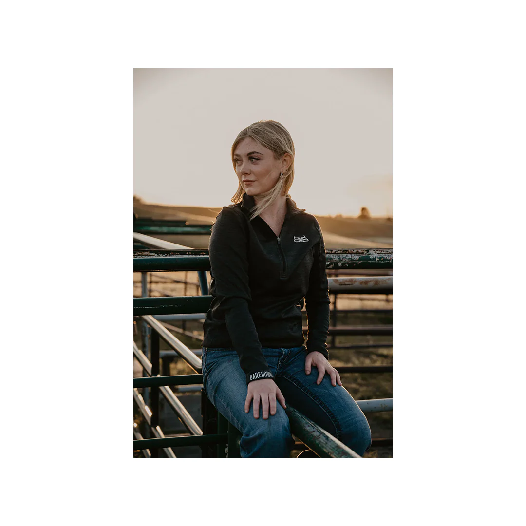 Baredown Women's Heather Black Fleece 1/2 Zip Pullover