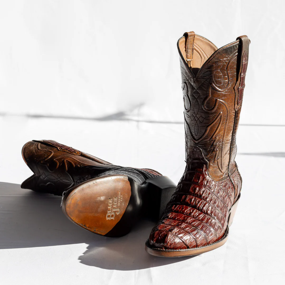 Black Jack Men's 12" Cowboy Exotic Boots Caiman Tail - Image 6