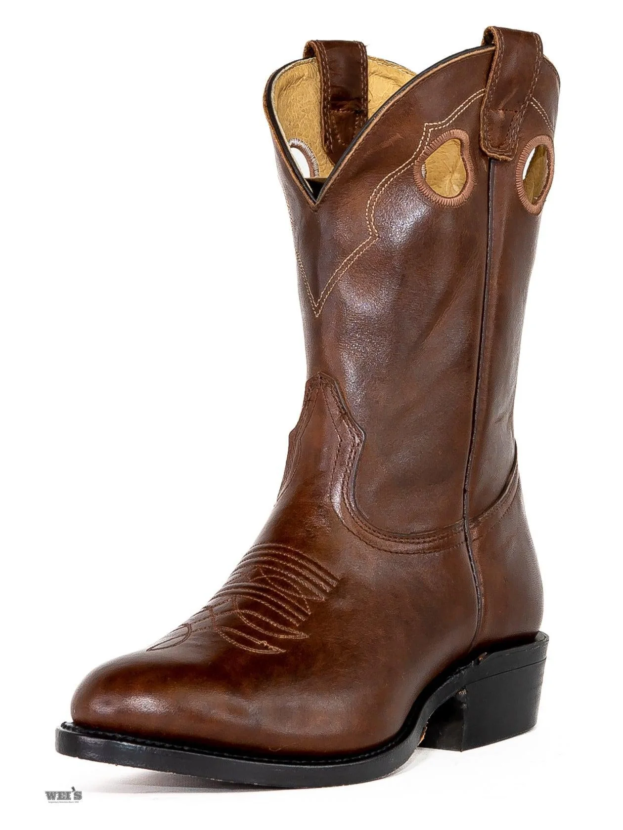 Boulet Men's Cowboy Boots 12" Cowhide Roper Heel Roper Toe - Image 11