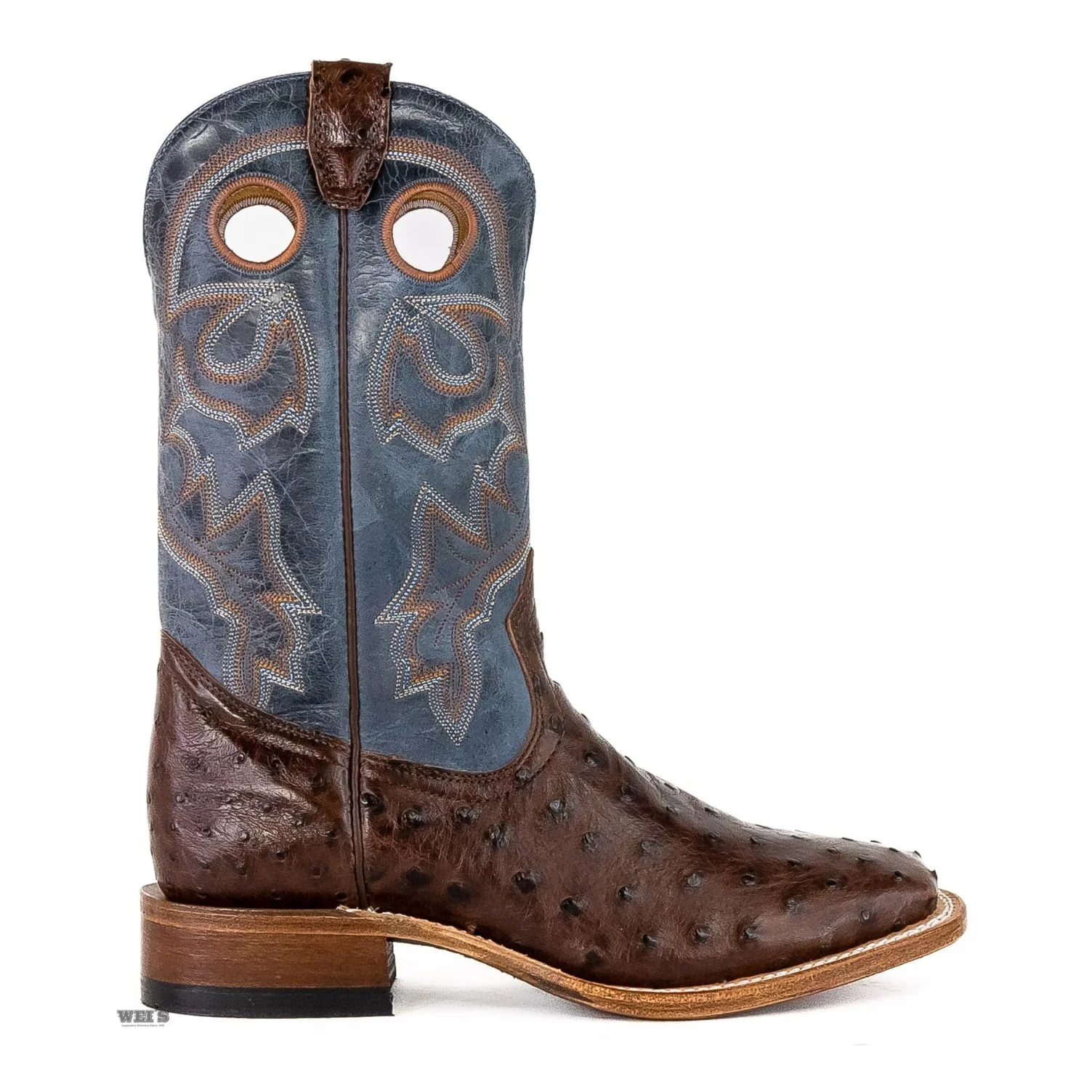 Boulet Men's Cowboy Boots 13" Exotic Ostrich Wide Roper Heel Square Toe -CLEARANCE - Image 5
