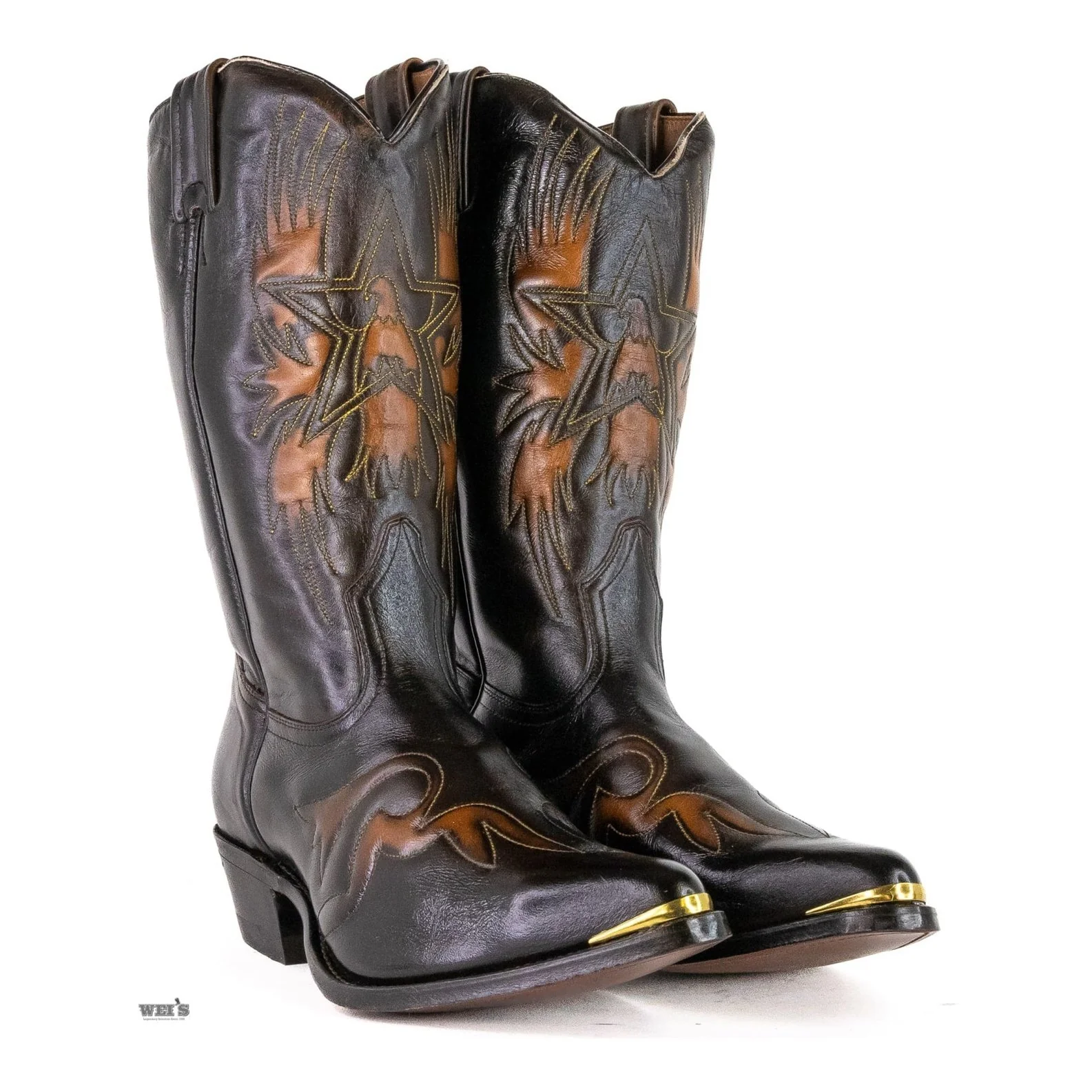 Boulet Men's Cowboy Boots 14" Cowhide Eagle Embossed - Clearance - Image 4