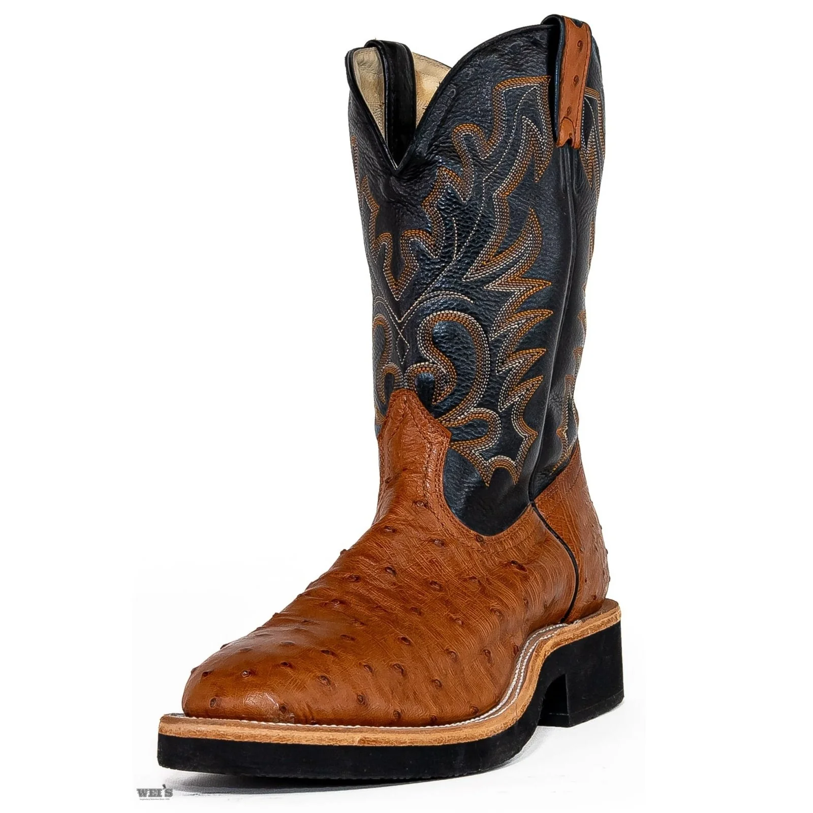 Boulet Men's Cowboy Boots 14" Exotic Ostrich Roper Heel U Toe Crepe Sole -CLEARANCE - Image 3