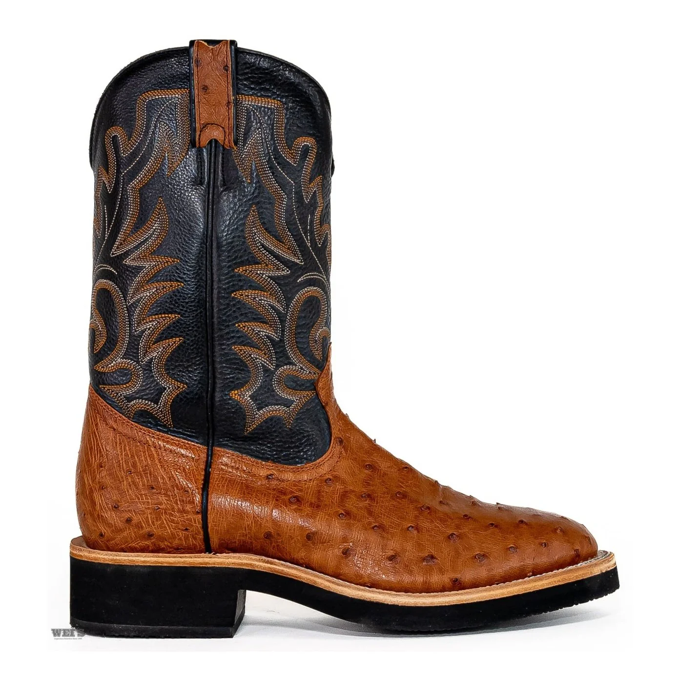 Boulet Men's Cowboy Boots 14" Exotic Ostrich Roper Heel U Toe Crepe Sole -CLEARANCE - Image 5
