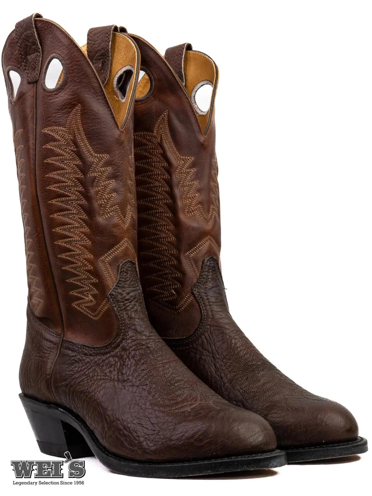 Boulet Men's Cowboy Boots 13" Oiled Taurus Bullhide Cowboy Heel R Toe - Image 7