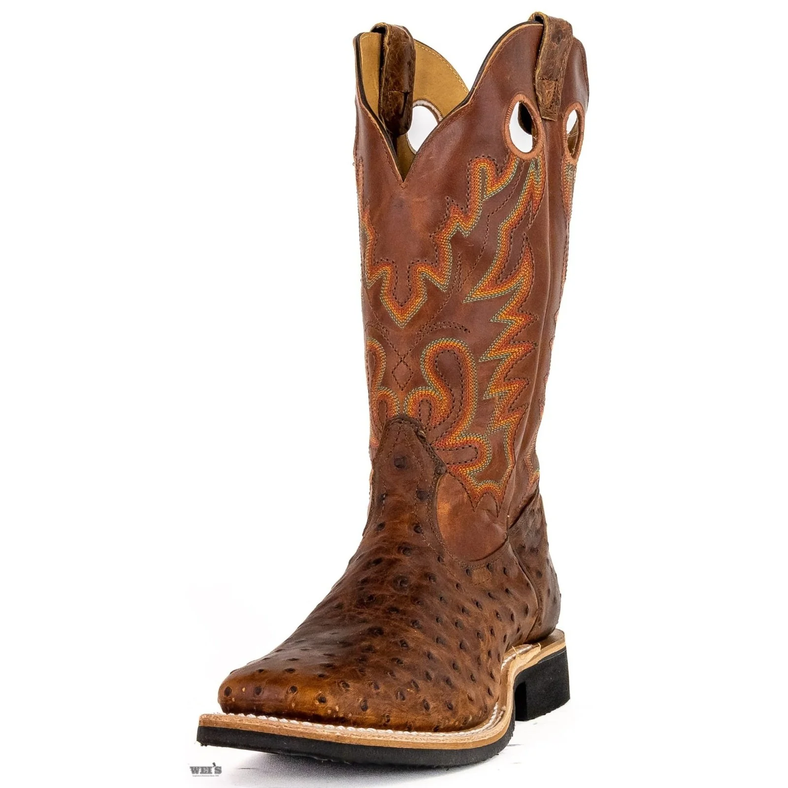 Boulet Men's Cowboy Boots 14" Exotic Ostrich Roper Heel Wide Square Toe Rubber Sole -CLEARANCE - Image 3