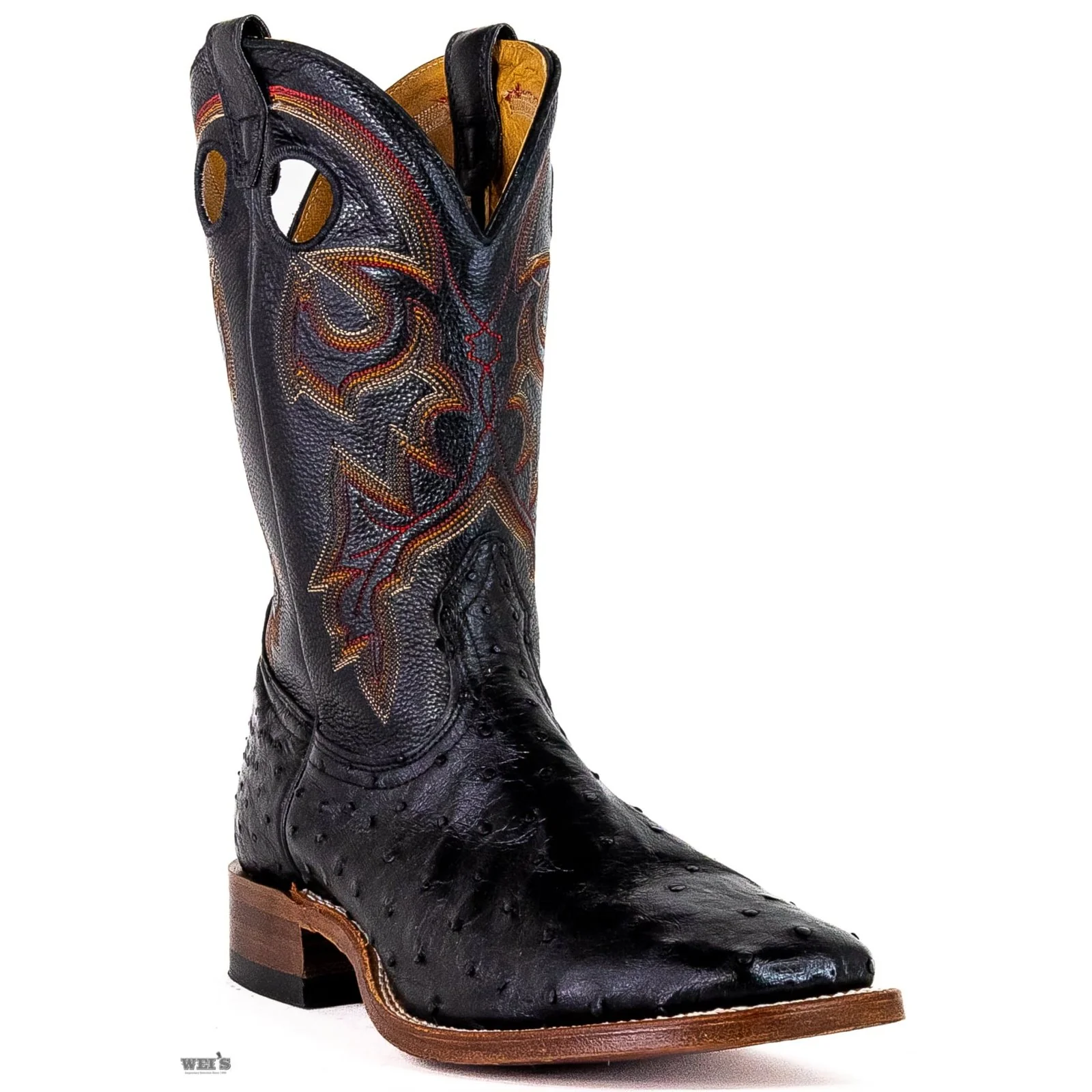 Boulet Men's Cowboy Boots 13" Exotic Ostrich Wide Roper Heel Square Toe -CLEARANCE - Image 2