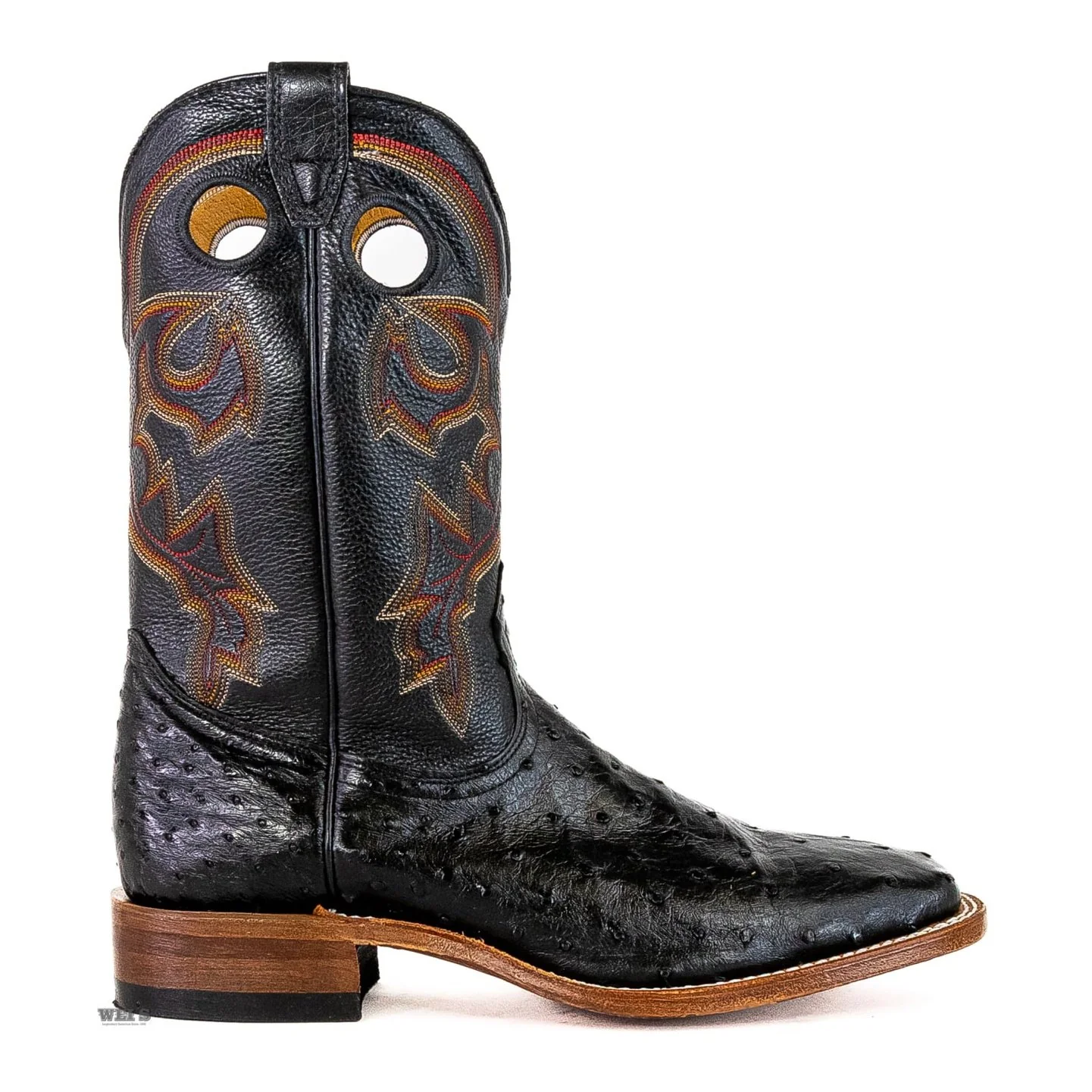 Boulet Men's Cowboy Boots 13" Exotic Ostrich Wide Roper Heel Square Toe -CLEARANCE - Image 3