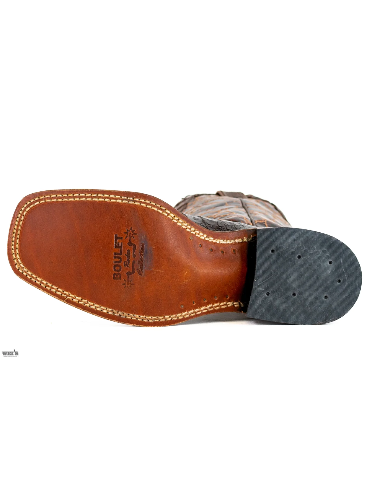 Boulet Women's Cowgirl Boots 11" Exotic Caiman Faux Sea Turtle Wide Square Toe - Image 4