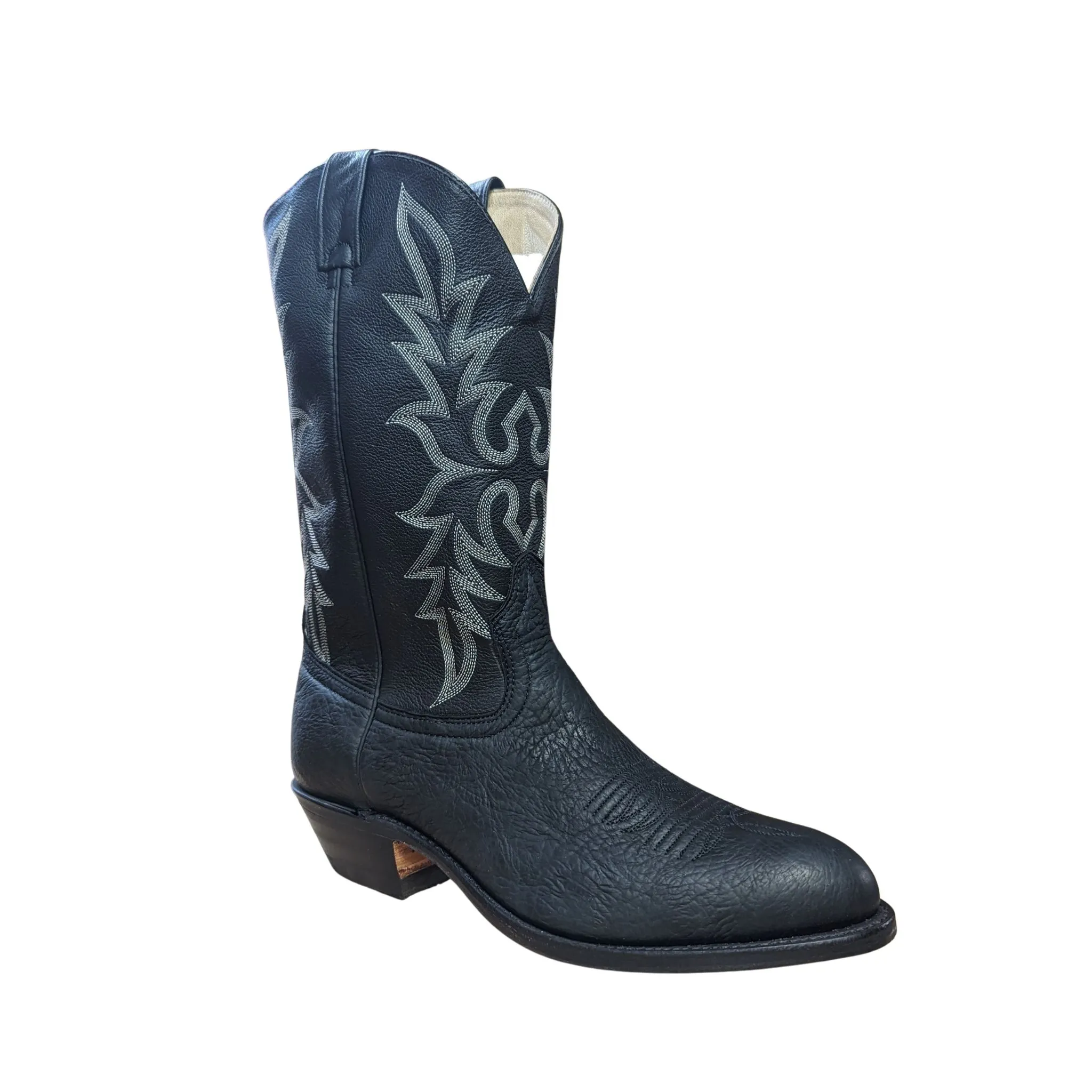 Canada West Men's Vintage Brahma Black Leather Western Cowboy Boots - Clearance