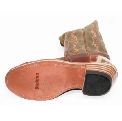 Canada West Men's Cowboy Boot Brahma Brown/Green with Rawhide - Image 2