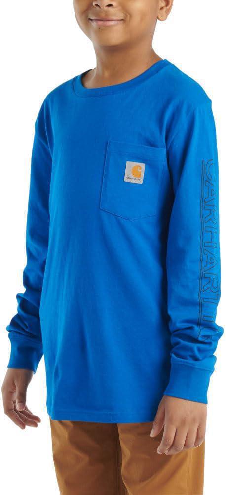 Carhartt Boy's Long Sleeve Graphic Pocket T-Shirt Blue - Image 11