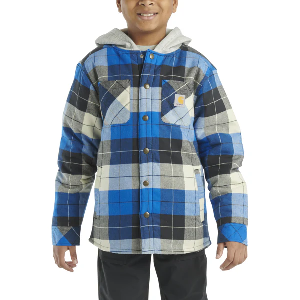 Carhartt Boy's Long Sleeve Flannel Button Down Hooded Shirt Jacket - Image 7